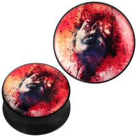 Cargar imagen en el visor de la galería, Plug Acryl Gesicht Farbkleckse rot schwarz Piercing Ohrschmuck
