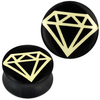 Cargar imagen en el visor de la galería, Plug Acryl gelb Diamant Symbol schwarz Piercing Ohrschmuck
