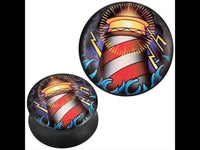 Cargar imagen en el visor de la galería, Plug Acryl Leuchtturm Blitze Wellen schwarz Piercing Ohrschmuck
