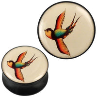 Load image into Gallery viewer, Plug Acryl beige orange blau Schwalbe schwarz Piercing Ohrschmuck
