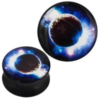 Load image into Gallery viewer, Plug Acryl Planet All weiß blau schwarz Piercing Ohrschmuck
