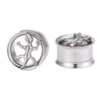 Load image into Gallery viewer, Edelstahl Tunnel Plug Schraubplug dünn silbern Eidechse Gecko double flared
