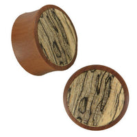 Cargar imagen en el visor de la galería, Holz Plug Holz rotbraun helles Inlay Maserung dunkel Tribal Piercing
