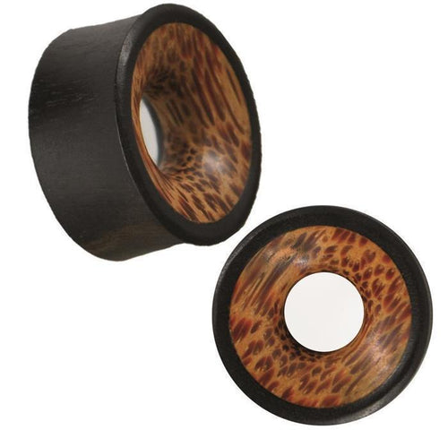 Holz Tunnel Eisenholz schwarz Kokosholz Inlay Punkte Maserung Tribal Piercing