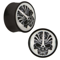 Cargar imagen en el visor de la galería, Plug Horn weiße Gravur schwarzer Tribal Tattoos Skull Piercing handgeschnitzt
