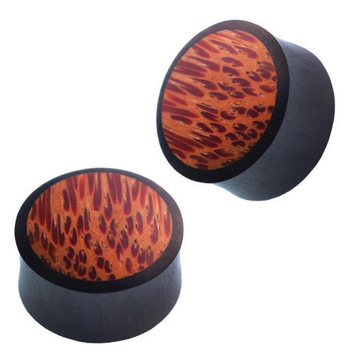 Holz Plug Eisenholz schwarz Kokosholz Inlay Maserung braun Tribal Piercing