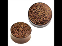 Cargar imagen en el visor de la galería, Holz Plug Mandala Stern Sonoholz dunkelbraun golden Gravur
