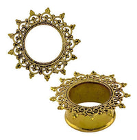 Cargar imagen en el visor de la galería, Brass Tunnel Seil Spiralbögen Spitzen Punkte antik gold nickelfrei Plug Messing Expander Ohrschmuck
