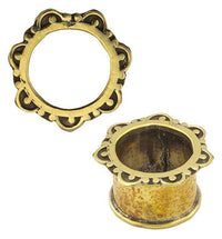 Load image into Gallery viewer, Brass Tunnel Bogen Punkte Doppelpunkte antik gold nickelfrei Plug Messing Expander Schmuck

