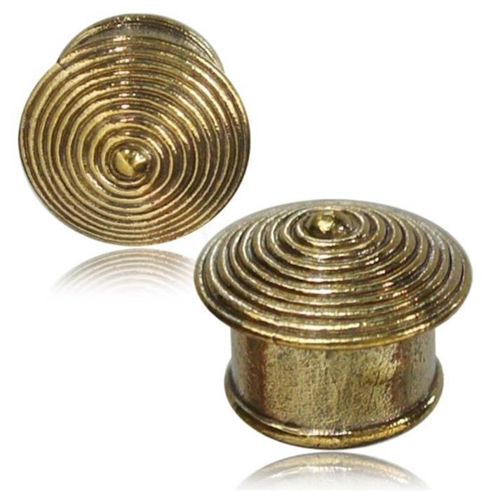 Brass Tunnel Plug Spiralendach Perle antik golden Messing Expander Schmuck