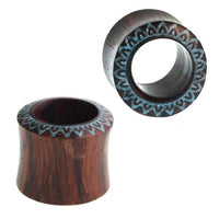 Load image into Gallery viewer, Tunnel Sonoholz Blumenrand crushed Türkis double flared Handarbeit
