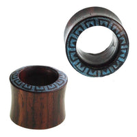 Load image into Gallery viewer, Tunnel Sonoholz eckige Blume crushed Türkis double flared Handarbeit
