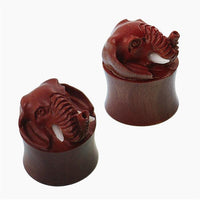 Cargar imagen en el visor de la galería, Holz Plug braun Elefant Bone Stoßzähne plastisch Tunnel Tribal Expander Organic
