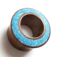 Cargar imagen en el visor de la galería, Flesh Tunnel Sawoholz Rim Inlay Türkis double flared dick
