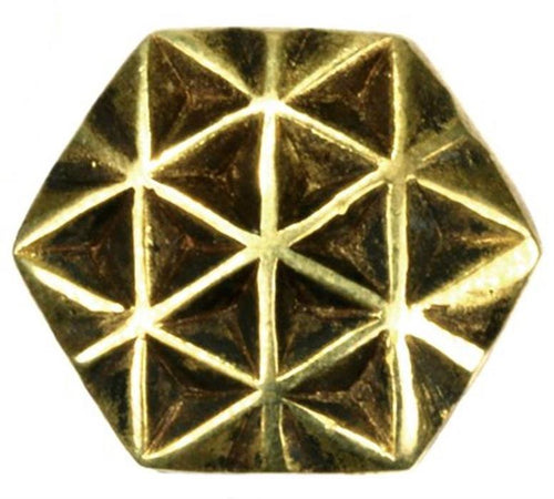 Tribal Plug antik golden Messing Expander Lebensblume zum Einh&auml;ngen Ohrgewicht