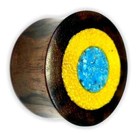 Cargar imagen en el visor de la galería, Flesh Plug Ringe crushed Türkis Jackfrucht Tigerebenholz
