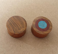 Cargar imagen en el visor de la galería, Plug Ringe crushed Türkis Sawoholz Teakholz double flared
