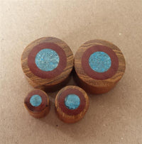 Cargar imagen en el visor de la galería, Plug Ringe crushed Türkis Sawoholz Teakholz double flared
