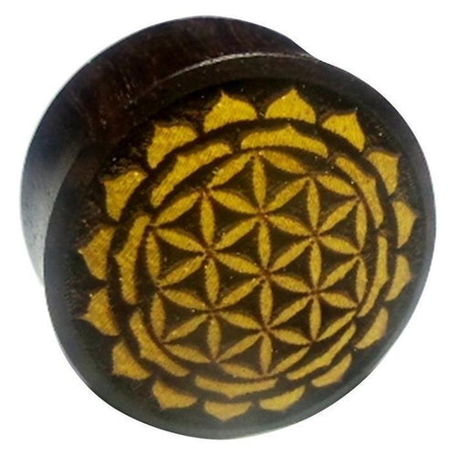 Flesh Plug Blume des Lebens Blütenrand Holz Sonoholz Jackfrucht double flared