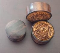 Load image into Gallery viewer, Flesh Plug Allsehendes Auge der Vorsehung Holz Sonoholz Jackfrucht double flared
