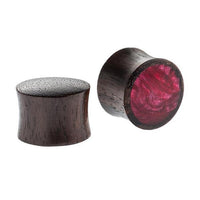 Load image into Gallery viewer, Organic Sonoholz dunkel Plug magenta fuchsia Resin Inlay schillernd Tribal
