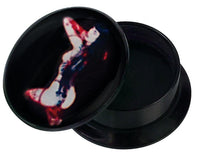 Load image into Gallery viewer, Schraub Plug Acryl hell rot schwarz Frau Strapse Handschuhe nackt Piercing
