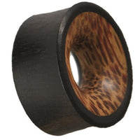 Load image into Gallery viewer, Holz Tunnel Eisenholz schwarz Kokosholz Inlay Punkte Maserung Tribal Piercing
