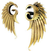 Cargar imagen en el visor de la galería, Flesh Tunnel Plug antik gold Messing Flügel Spirale Piercing
