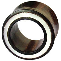 Load image into Gallery viewer, Holz Flesh Tunnel Perlmutt Inlay weiß Plug dunkelbraun
