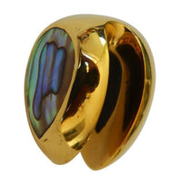 Cargar imagen en el visor de la galería, Plug Ohrgewicht Messing Paua zum Einhängen Tropfen gold
