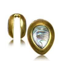 Cargar imagen en el visor de la galería, Plug Ohrgewicht Messing Paua zum Einhängen Tropfen gold
