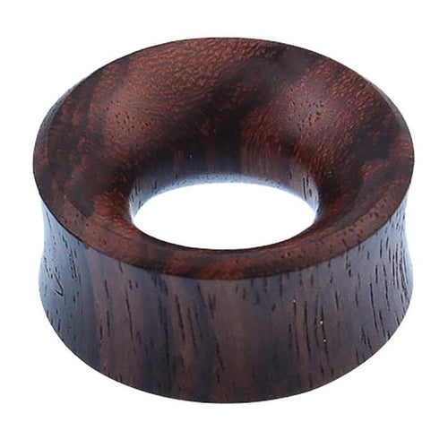 A double flared Flesh Tunnel Sonoholz Maserung in dark brown with a wide outer edge, smooth polished surface, and a large central hole.