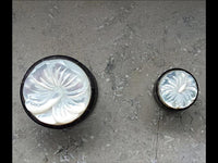 Cargar imagen en el visor de la galería, Plug Horn Perlmutt Hibiskus Blüte weiß double flared
