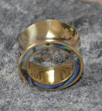 Load image into Gallery viewer, Tunnel Plug Messing Paua Abalone Perlmutt Rim gold
