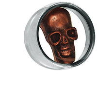 Cargar imagen en el visor de la galería, Plug Tunnel silbern Edelstahl kupferfarben Metall Skull Acryl transparent Piercing
