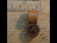 Load image into Gallery viewer, Flesh Plug Teakholz Mjölnir Triskele Runen double flared
