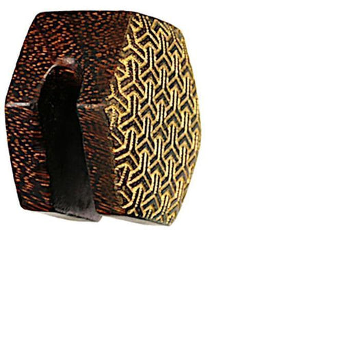 Flesh Plug Tamarinden Holz gold bemalt 3D Würfel Wabe