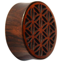 Cargar imagen en el visor de la galería, Plug Tunnel Holz filigran Blume des Lebens double flared
