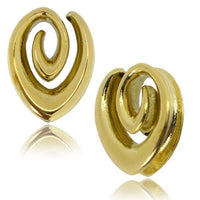 Cargar imagen en el visor de la galería, Saddle Plug Flesh Tunnel Messing gold Tropfen Spirale
