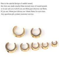 Cargar imagen en el visor de la galería, Saddle Plug Flesh Tunnel Edelstahl gold PVD Ohrgewicht
