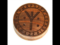 Load image into Gallery viewer, Holz Plug Teakholz Rune Leben Tod Punkte double flared
