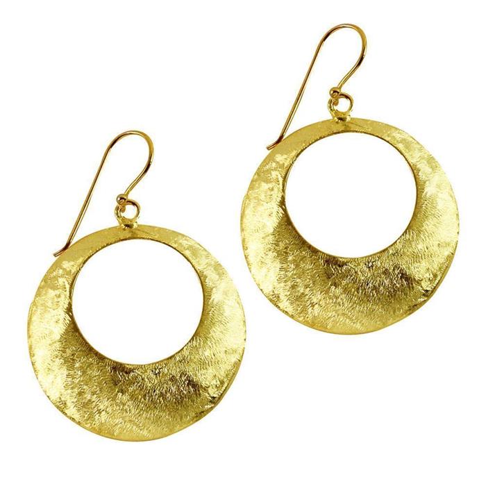 Silberohrringe vergoldet Ringe gebogen gebürstet breit Ohrringe 925er Sterlingsilber