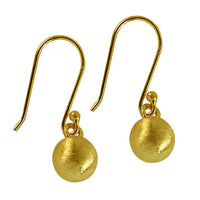 Cargar imagen en el visor de la galería, Silberohrringe 8 mm vergoldet kugelförmig Ohrringe gebürstet Linien 925er Sterlingsilber
