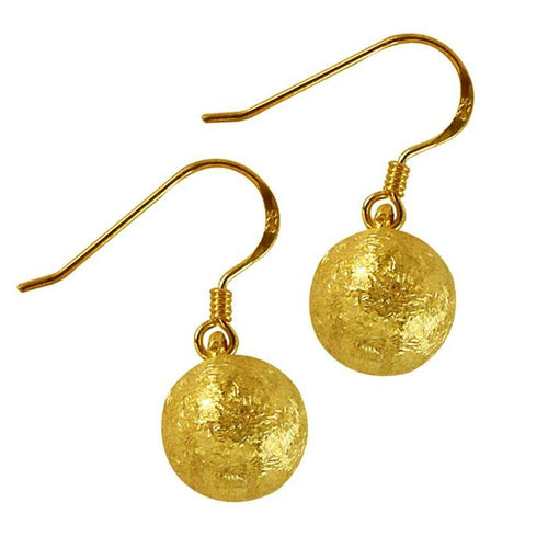 Silberohrringe 12 mm vergoldet gebürstet Muster Kugel Ohrringe 925er Sterlingsilber