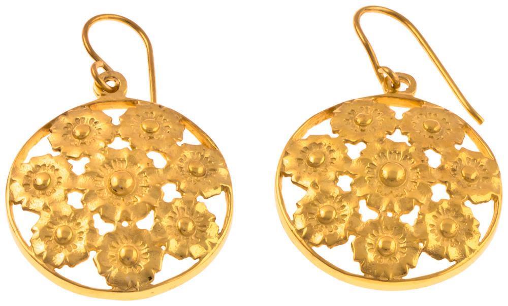 Silberohrringe vergoldet acht Blumen 925er Sterling Silber Gold Ohrringe 27 mm rund
