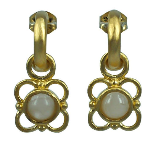 Silberohrringe vergoldet Blue Lace Naturstein Ohrstecker weiß 925er Sterlingsilber Azteken Indianer