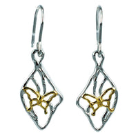 Cargar imagen en el visor de la galería, Silberohrringe vergoldet Schmetterling silber gold  Raute 925er Sterlingsilber
