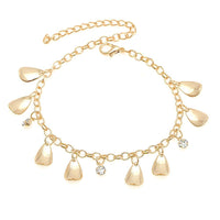 Cargar imagen en el visor de la galería, Glitzer Brass Fußkettchen golden Tropfen runde Zirkonia Steine weiß facettiert Fußkette
