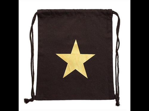 Turnbeutel Rucksack Canvas Stern weiß silbern golden verstellbar Kordel 34x42 cm