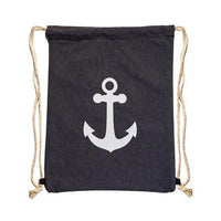 Load image into Gallery viewer, Turnbeutel bunt Rucksack Canvas Anker verstellbar Kordel 34 x 42 cm

